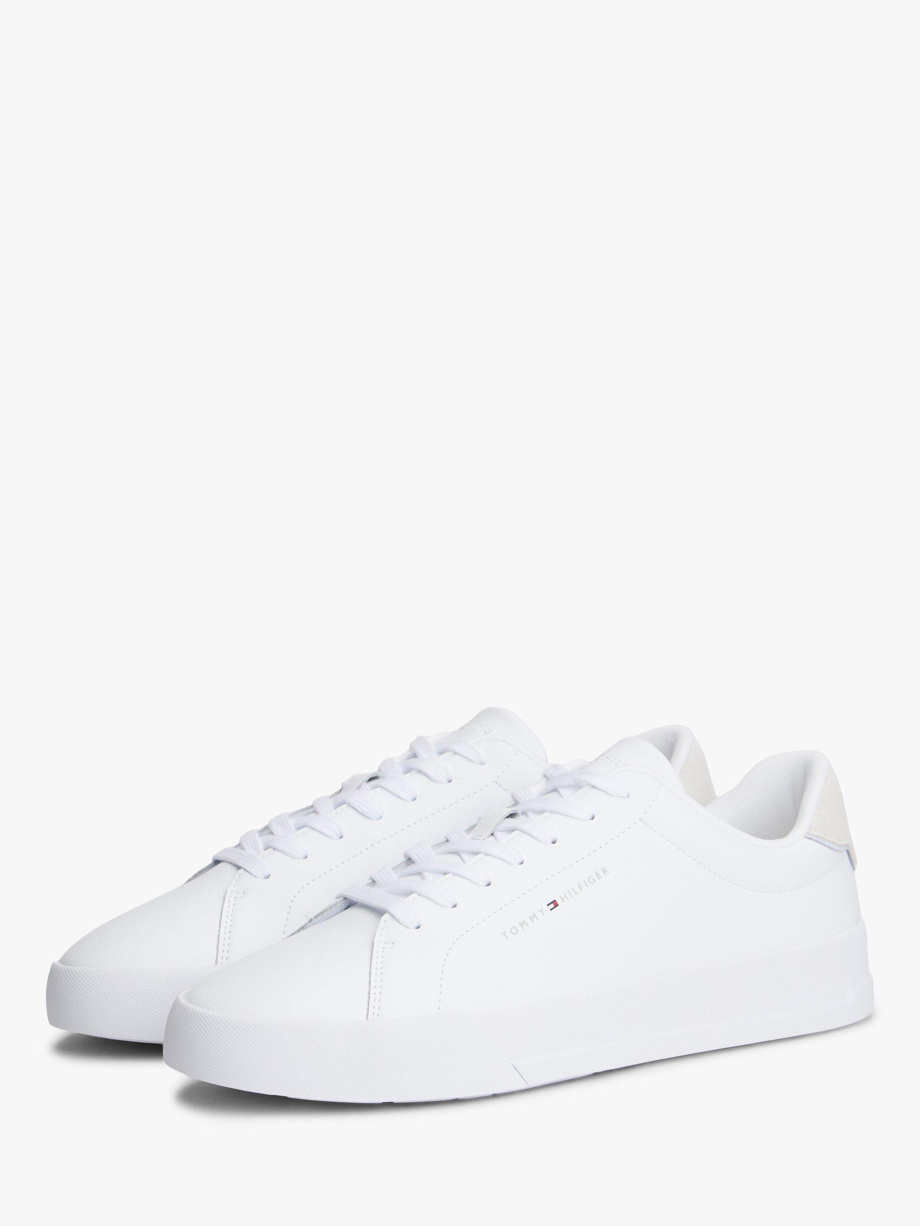 Product image 2 of 7, which shows Tommy Hilfiger Coated Leather Court Trainers, White, EU40