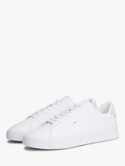 Tommy Hilfiger Coated Leather Court Trainers, White - view 2, White