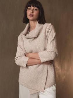 Mint Velvet Geometric Print Wrap Neck Knit Cardigan, Light Beige