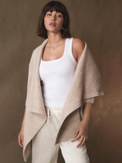 Mint Velvet Geometric Print Wrap Neck Knit Cardigan - view 2, Light Beige