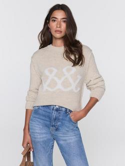Mint Velvet Crew Neck Jumper, Natural/White