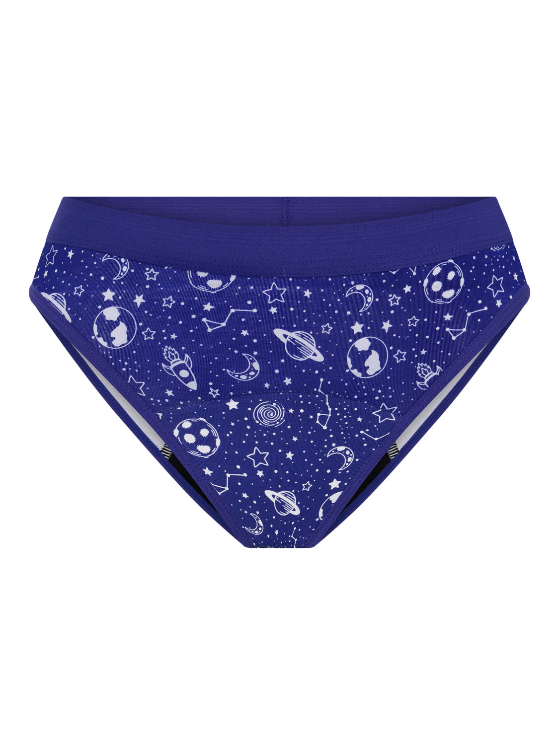 Product image 5 of 7, which shows Modibodi Teen Bikini Period Knickers, Moderate Absorbency, Galactic Blue, 8-10 years
