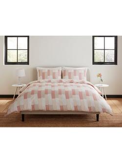 Jasper Conran London Brick Check 300 Thread Count Combed Cotton Duvet Cover Set, Pink/White