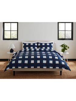 Jasper Conran London Brushed Check 300 Thread Count Combed Cotton Duvet Cover Set, Navy/White