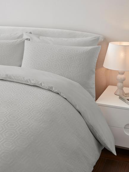 Jasper Conran London Hexagon Weave 300 Thread Count Combed Cotton Duvet Cover Set - view 2, Lunar Rock