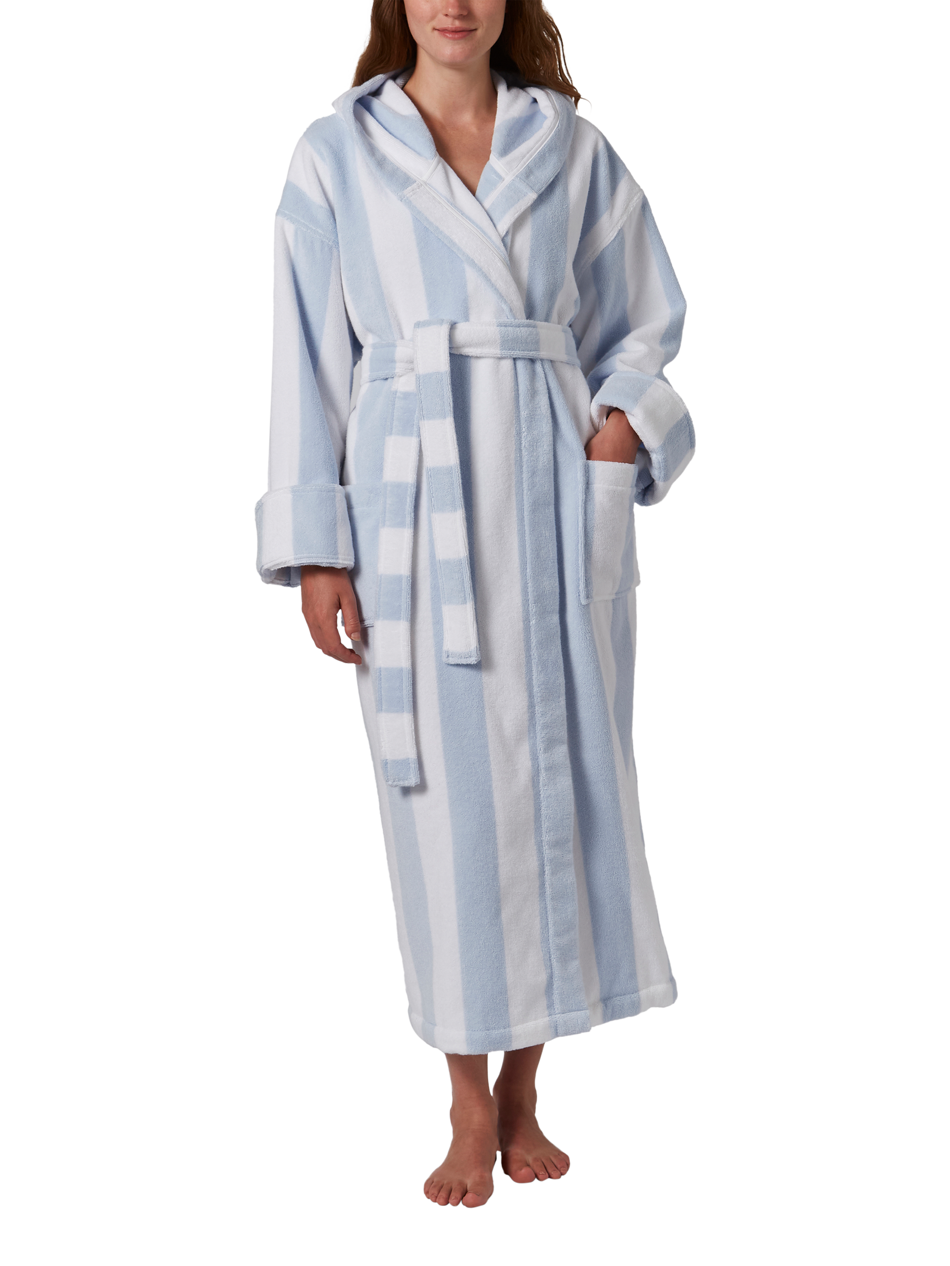 Product image 1 of 2, which shows Jasper Conran London Stripe Dressing Gown, Blue/White, XS