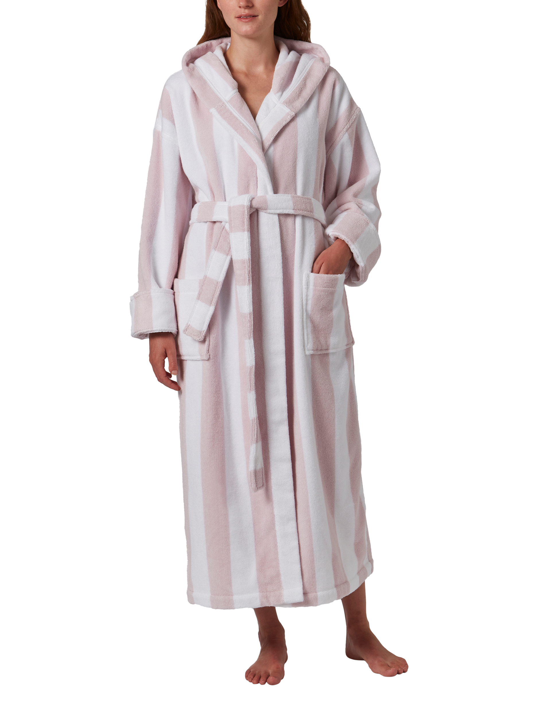 Product image 1 of 2, which shows Jasper Conran London Stripe Dressing Gown, Pink/White, XS