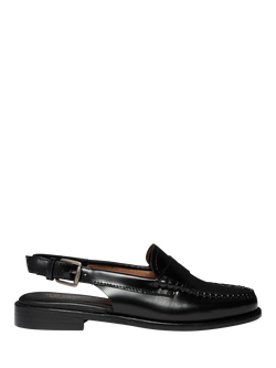 G.H.BASS Weejuns Leather Slingback Penny Loafers, Black, Black