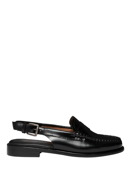 G.H.BASS Weejuns Leather Slingback Penny Loafers, Black, Black