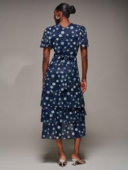 Jolie Moi Spot Mesh Angel Sleeve Dress, Navy Spot - view 2, Navy Spot