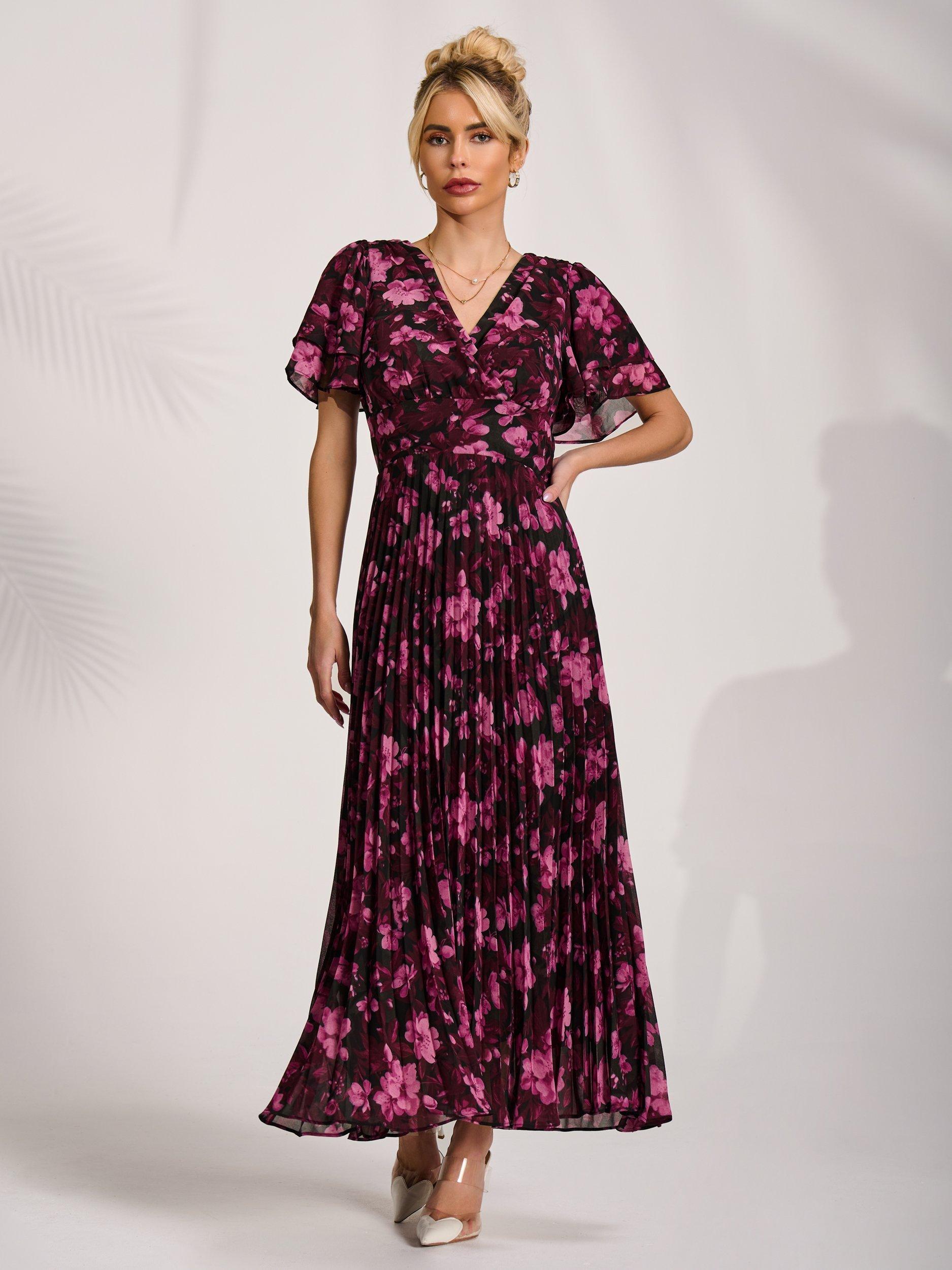sachin and babi light blue dress Scoop Neck Chiffon Flutter Sleeve Embroidered A-line Dress – Camille La Vie
