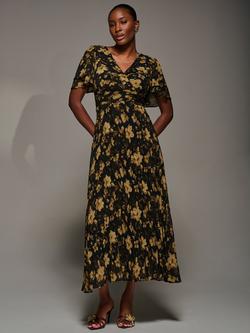 Jolie Moi Floral Ruffle Chiffon Maxi Dress, Yellow Floral, Yellow Floral