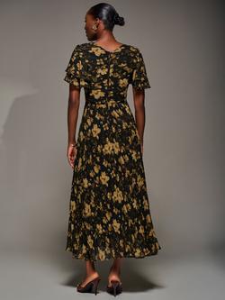 Jolie Moi Floral Ruffle Chiffon Maxi Dress, Yellow Floral - view 2, Yellow Floral