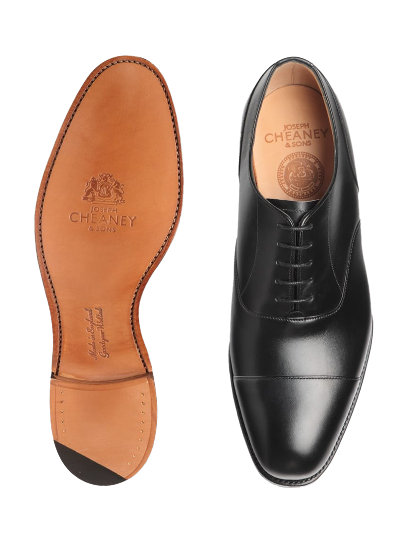 Product image 3 of 3, which shows Cheaney Harrington Leather Capped Oxford Shoes, Black, 8