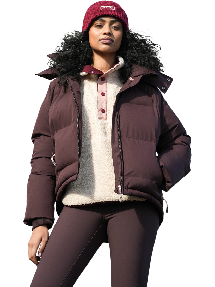 Product image 1 of 6, which shows ACAI Insulated Cocoon Coat, Chocolate Plum, 6