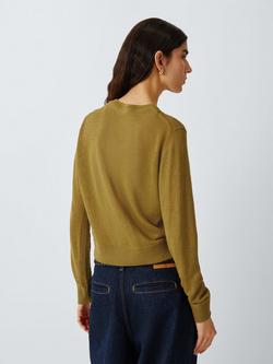 John Lewis Linen Cardigan, Olive - view 2, Olive