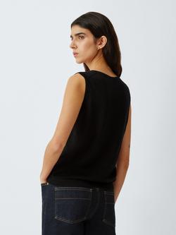 John Lewis Scoop Neck Linen Tank Top - view 2, Black