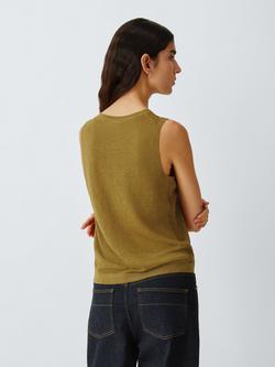 John Lewis Scoop Neck Linen Tank Top - view 2, Olive