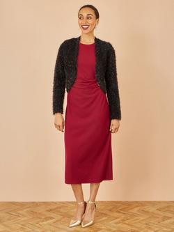 Yumi Metallic Open Neck Bolero Cropped Cardigan - view 2, Black