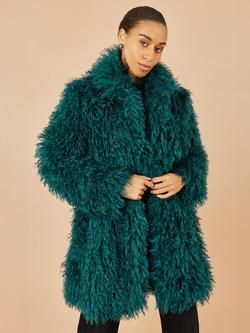 Yumi Long Faux Fur Coat, Teal