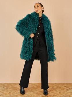 Yumi Long Faux Fur Coat - view 2, Teal