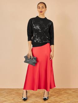 Yumi Floral Sequin Crew Neck Jumper - view 2, Black