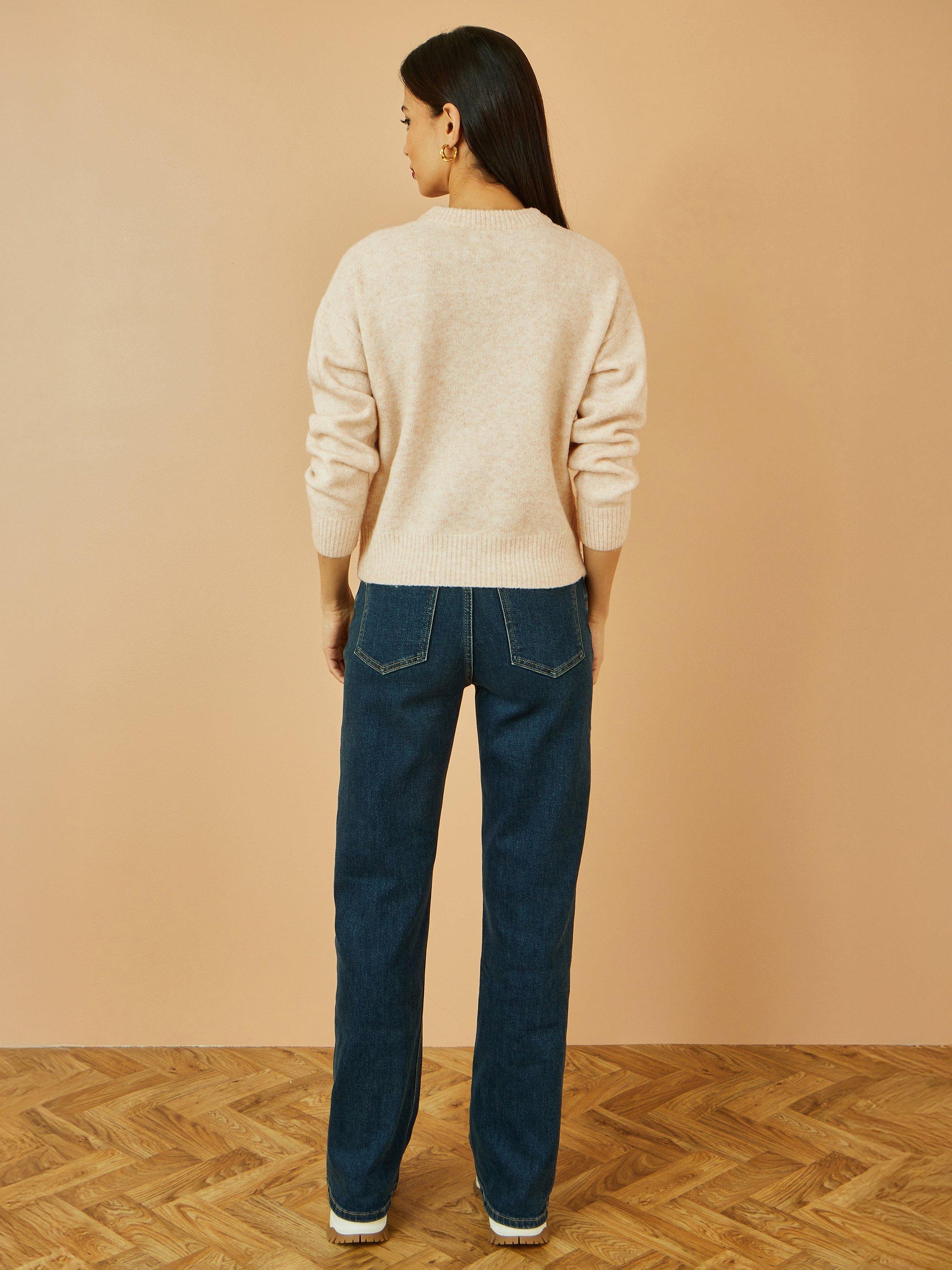Product image 5 of 5, which shows Yumi Sequin Crew Neck Jumper, Oatmeal, S