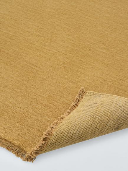 John Lewis Plain New Zealand Wool Rich Hand Woven Rug - view 2, Mustard