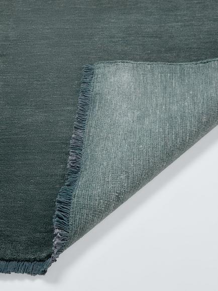 John Lewis Plain New Zealand Wool Rich Hand Woven Rug - view 2, Navy