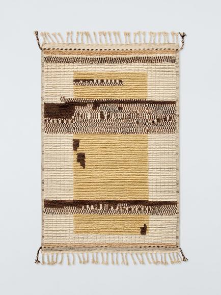 John Lewis Tasnim Hand Knotted Pure Wool Rug, White/Yellow, White/Yellow
