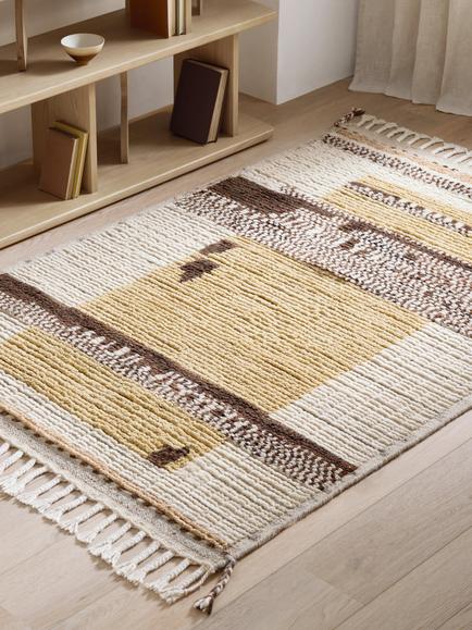 John Lewis Tasnim Hand Knotted Pure Wool Rug, White/Yellow - view 2, White/Yellow