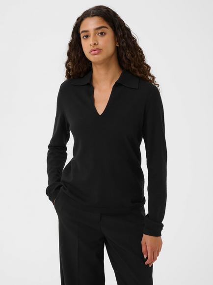 Soaked In Luxury Spina V-Neck Jumper containing LENZING™ ECOVERO™ Viscose, Black, Black