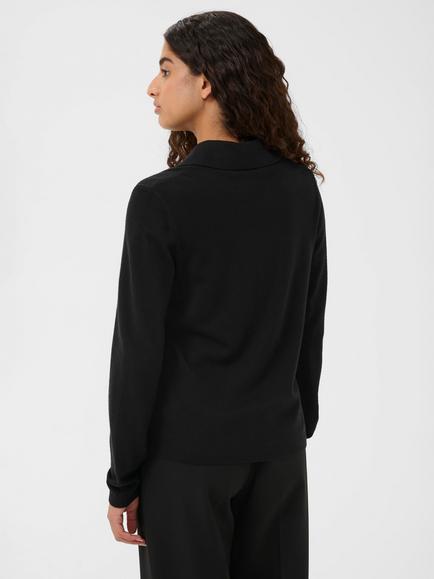 Soaked In Luxury Spina V-Neck Jumper containing LENZING™ ECOVERO™ Viscose, Black - view 2, Black