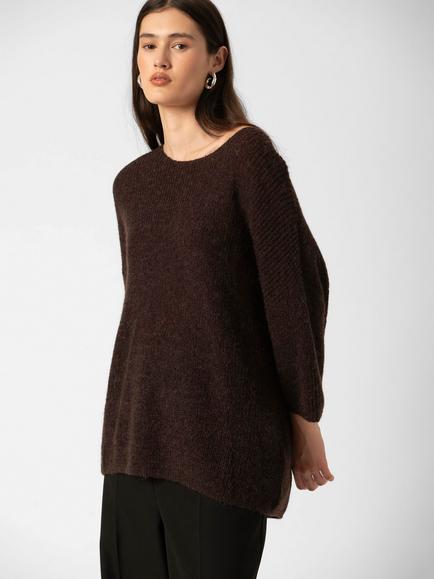 Soaked In Luxury Tuesday Wool Blend Round Neck Jumper, Chocolate Torte, Chocolate Torte