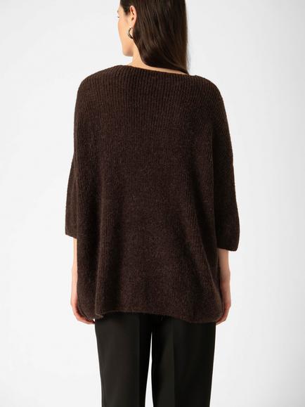 Soaked In Luxury Tuesday Wool Blend Round Neck Jumper, Chocolate Torte - view 2, Chocolate Torte