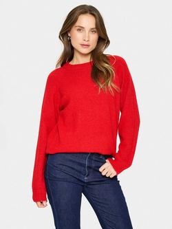 Saint Tropez Garbie Crew Neck Loose Fit Jumper, Salsa, Salsa