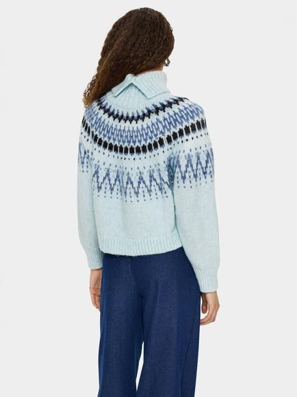 Saint Tropez Megna Fair Isle Roll Neck Jumper - view 2, Starlight Blue Melan