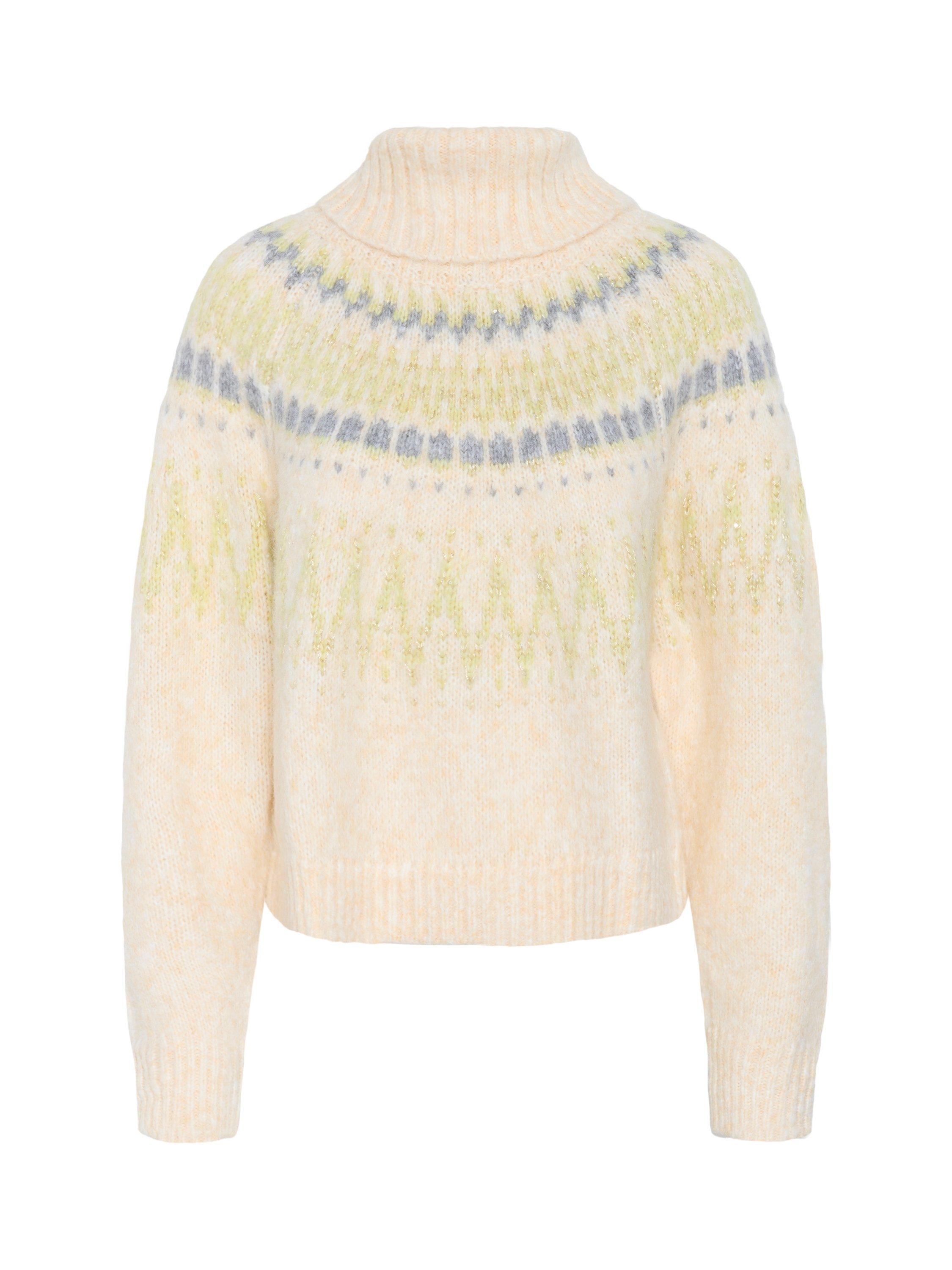 Product image 1 of 2, which shows Saint Tropez Megna Fair Isle Roll Neck Jumper, Ice Melange, XS