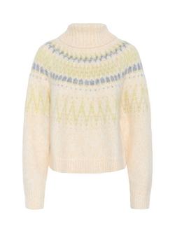 Saint Tropez Megna Fair Isle Roll Neck Jumper, Ice Melange