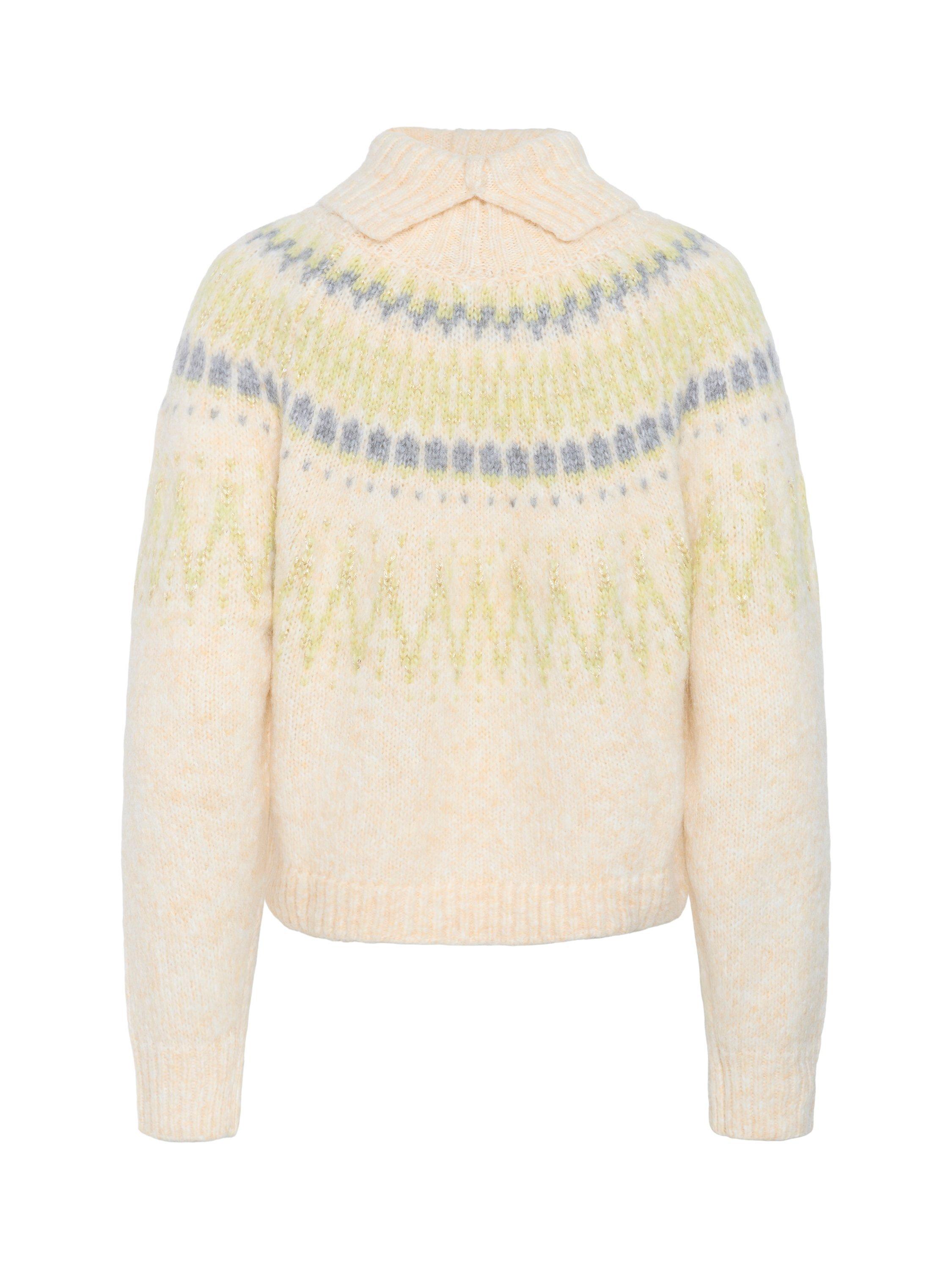 Product image 2 of 2, which shows Saint Tropez Megna Fair Isle Roll Neck Jumper, Ice Melange, XS
