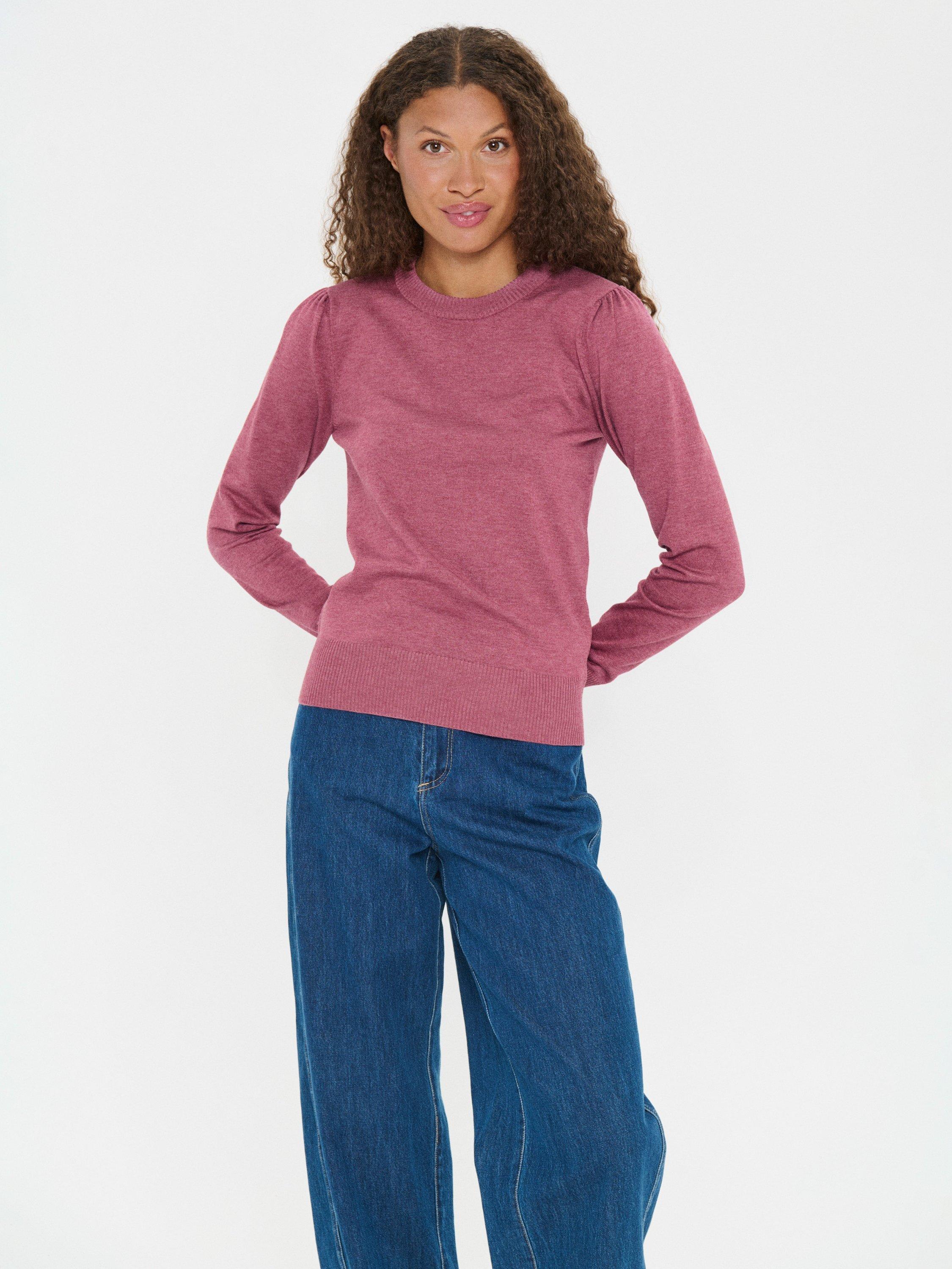 Product image 1 of 6, which shows Saint Tropez Mila Round Neck Jumper, Red Violet Melange, XS