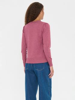 Saint Tropez Mila Round Neck Jumper - view 2, Red Violet Melange