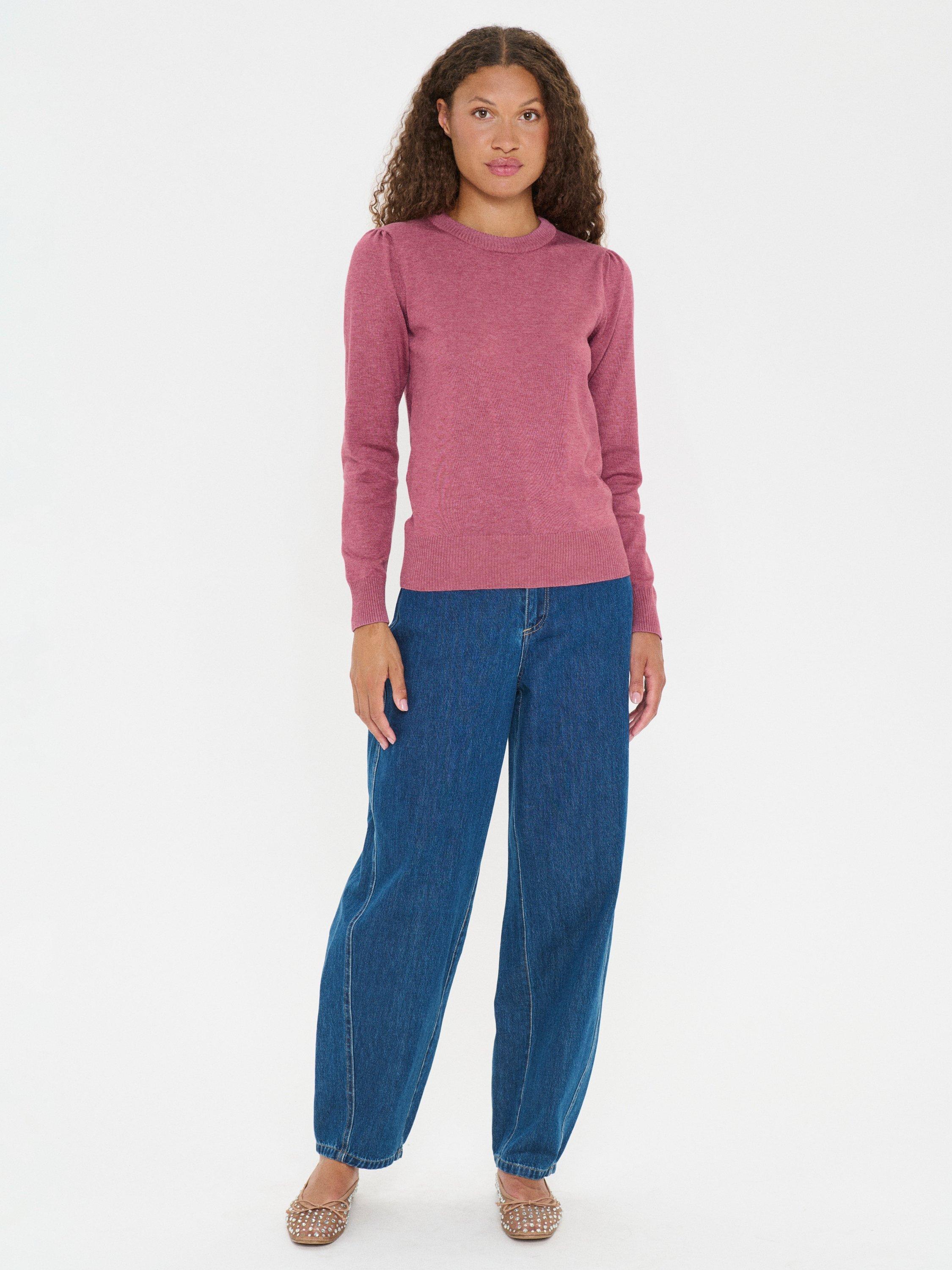 Product image 3 of 6, which shows Saint Tropez Mila Round Neck Jumper, Red Violet Melange, XS