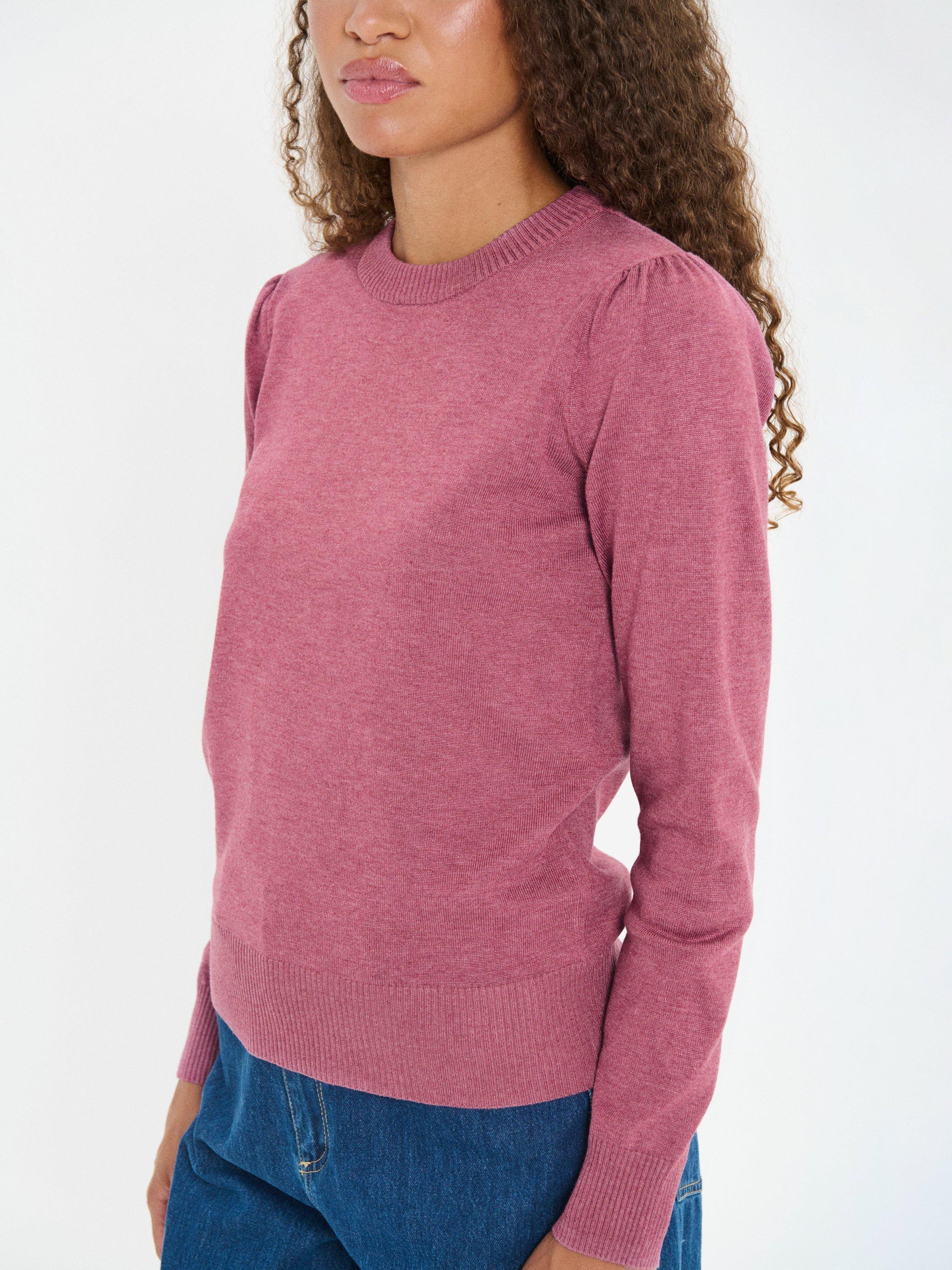 Product image 4 of 6, which shows Saint Tropez Mila Round Neck Jumper, Red Violet Melange, XS