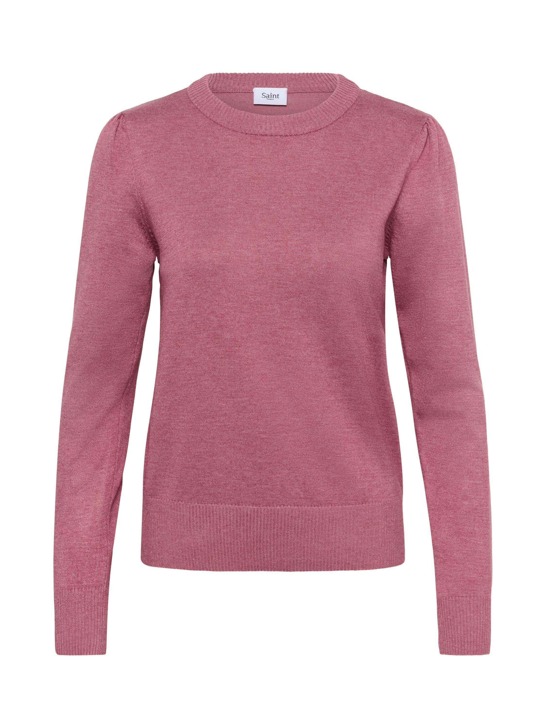 Product image 5 of 6, which shows Saint Tropez Mila Round Neck Jumper, Red Violet Melange, XS