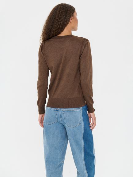 Saint Tropez Mila Round Neck Jumper - view 2, Fondue Fudge Melange