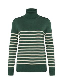 Saint Tropez Mila Stripe Roll Neck Jumper, Green/Multi