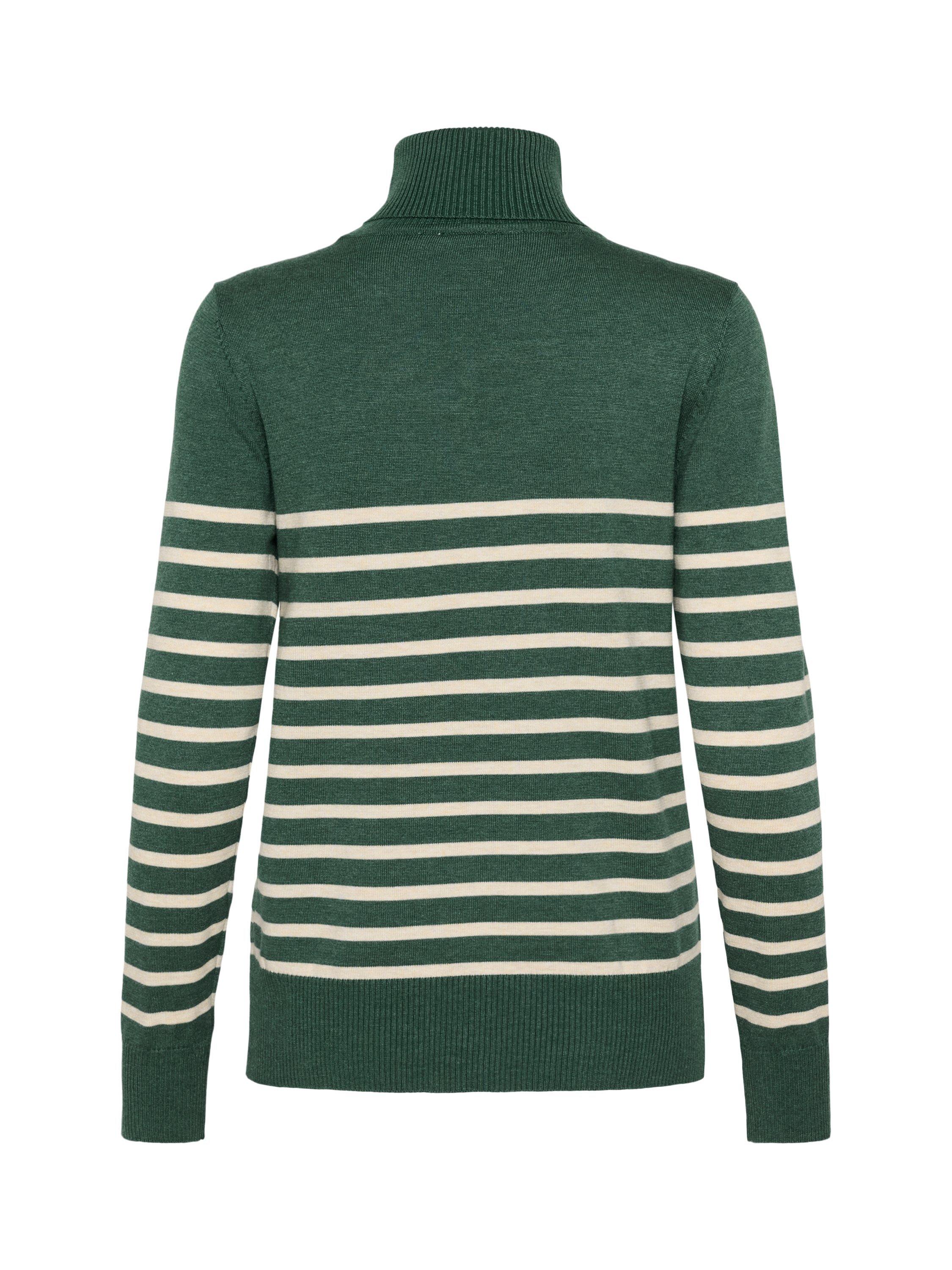 Product image 2 of 2, which shows Saint Tropez Mila Stripe Roll Neck Jumper, Green/Multi, XS
