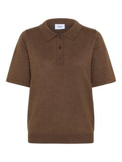 Saint Tropez Mila Short Sleeve Collar Jumper, Fondue Fudge Melange