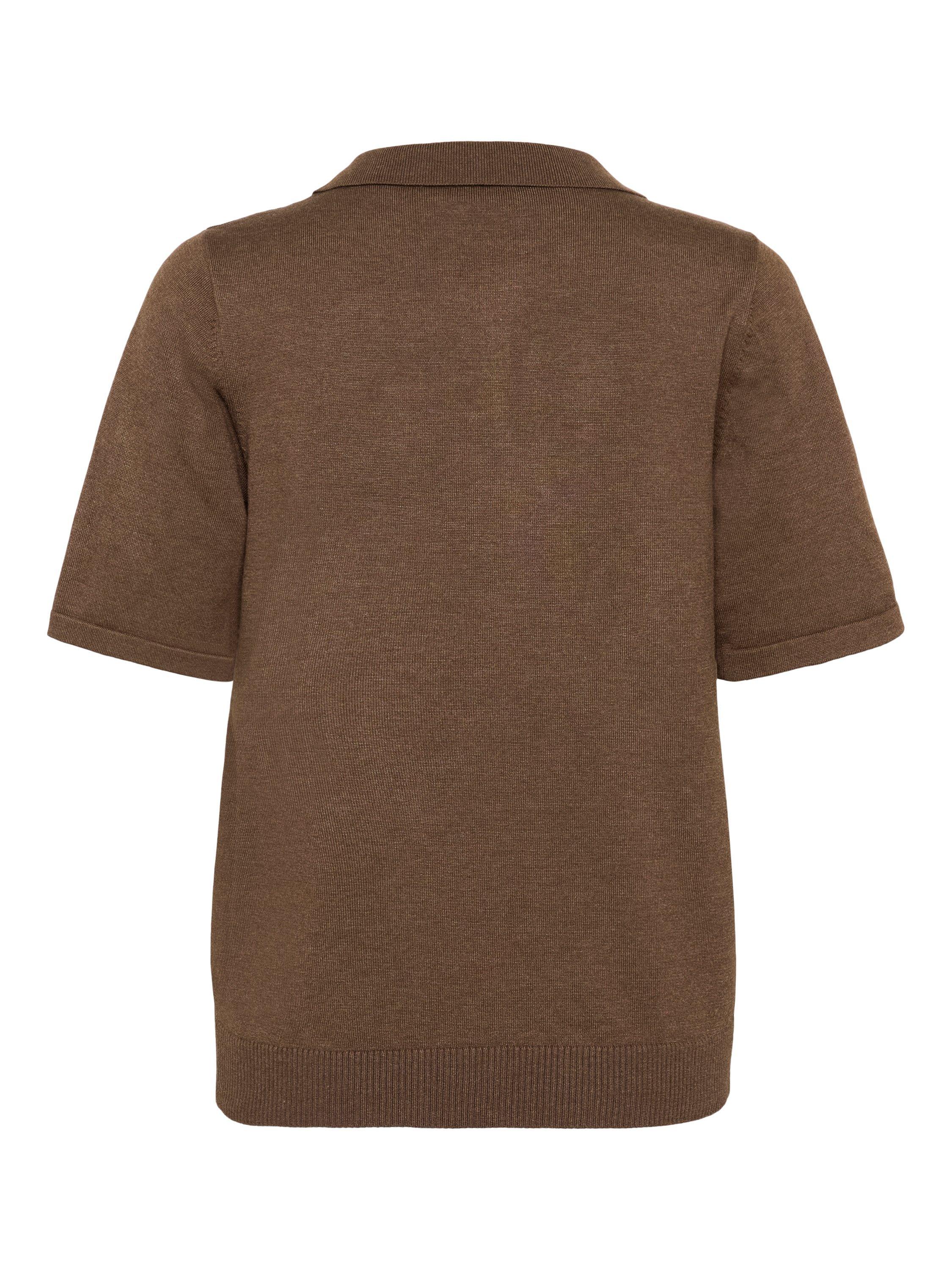 Product image 2 of 2, which shows Saint Tropez Mila Short Sleeve Collar Jumper, Fondue Fudge Melange, XS